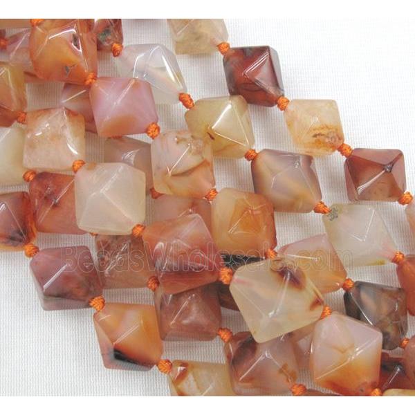red agate beads, bicone
