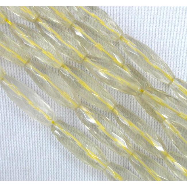 lemon quartz beads, faceted barrel