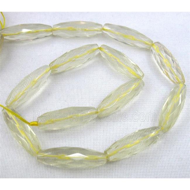 lemon quartz beads, faceted barrel
