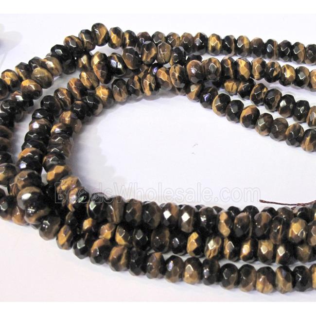 tiger eye bead, faceted rondelle, AB grade