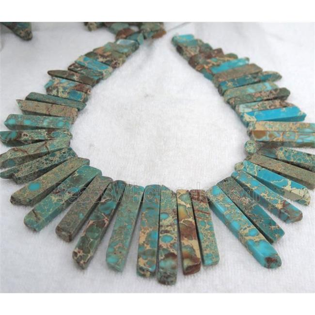 Imperial jasper beads collar, stick, aqua, top dilled