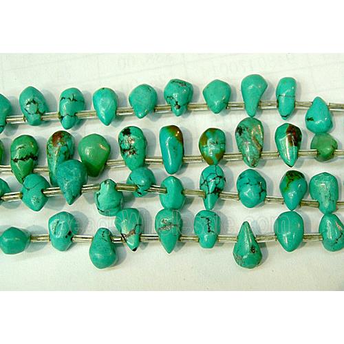 Natural Turquoise, Drip Pendants, top-drilled