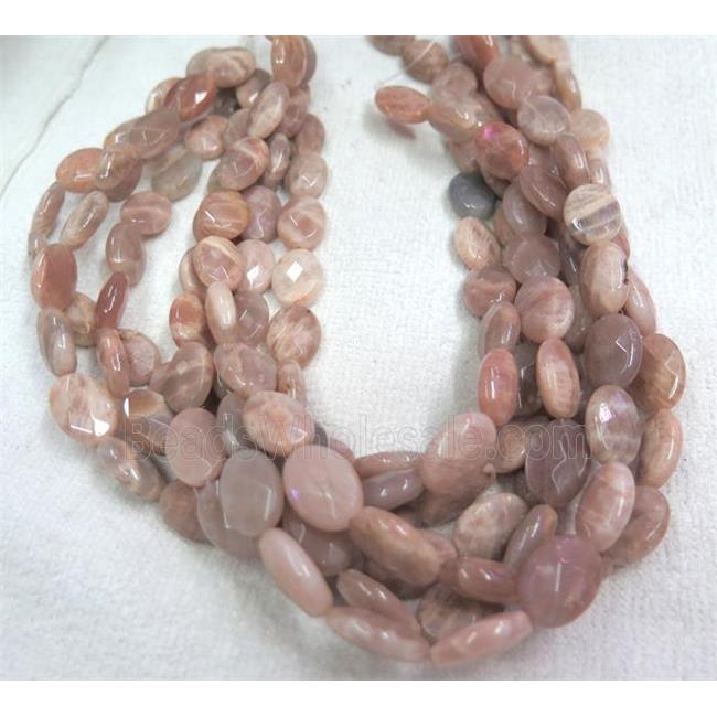 sunstone bead, faceted oval
