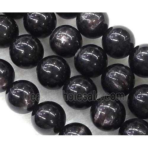 black Hornblende beads, round