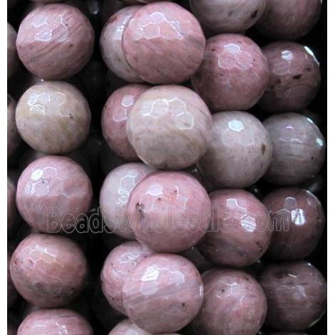 pink petrified wooden jasper bead, faceted round