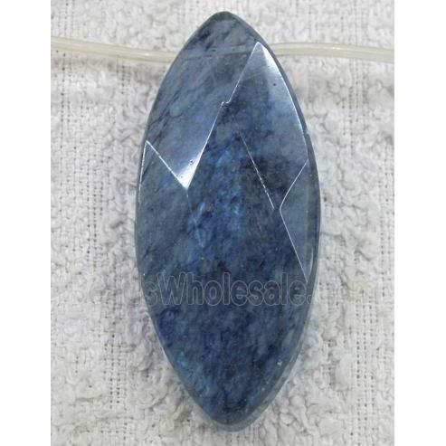 watermelon quartz bead, faceted flat-oval, blue