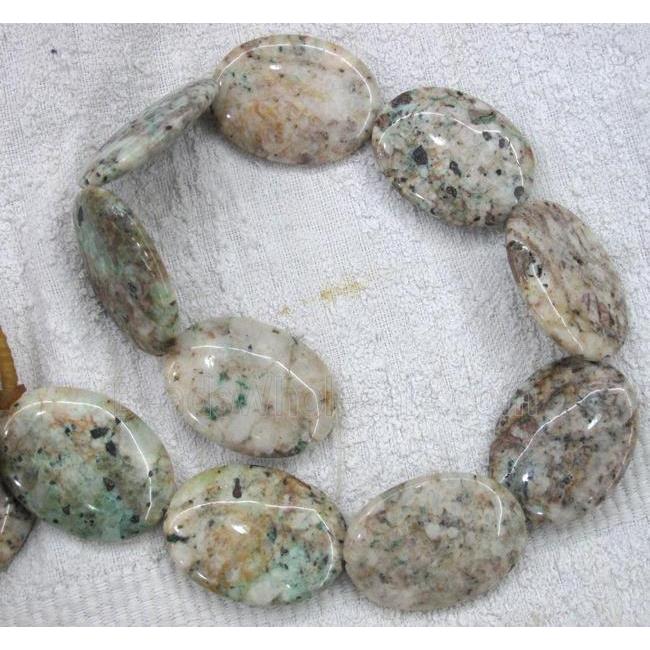 jasper bead, flat-oval