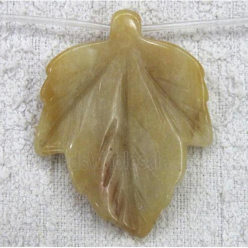 yellow jade pendant, leaf