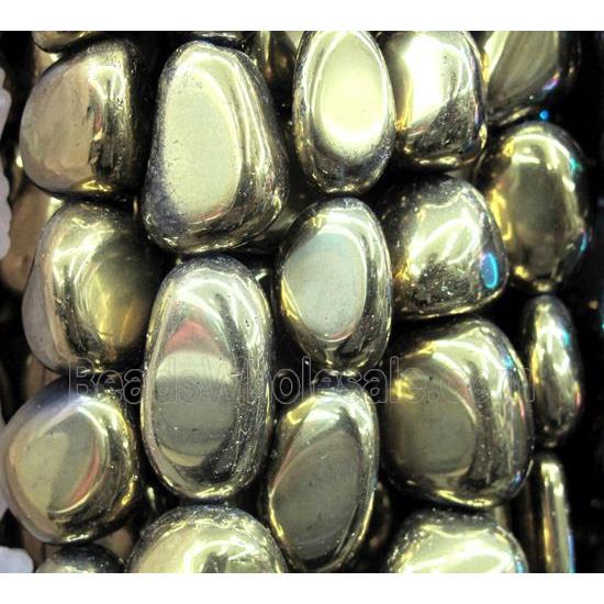clear quartz beads, freeform, gold plated