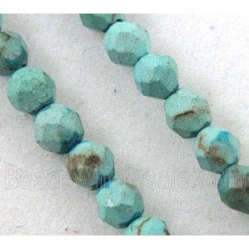 blue turquoise beads, tiny, faceted round