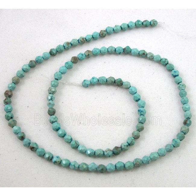 blue turquoise beads, tiny, faceted round