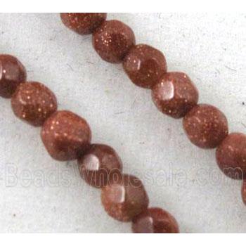 goldsand stone beads, tiny, faceted round