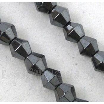 hematite beads, black, bicone