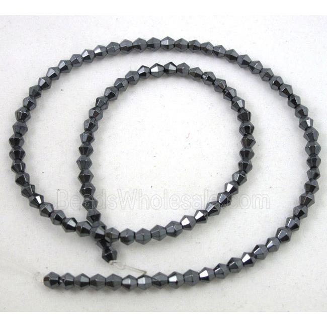 hematite beads, black, bicone