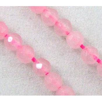 pink jade beads, tiny, faceted round