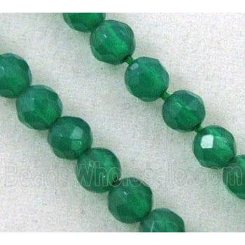 Green Agate Beads, tiny, faceted round