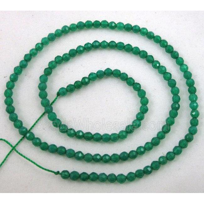 Green Agate Beads, tiny, faceted round