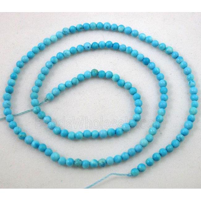 turquoise bead, tiny, round, blue