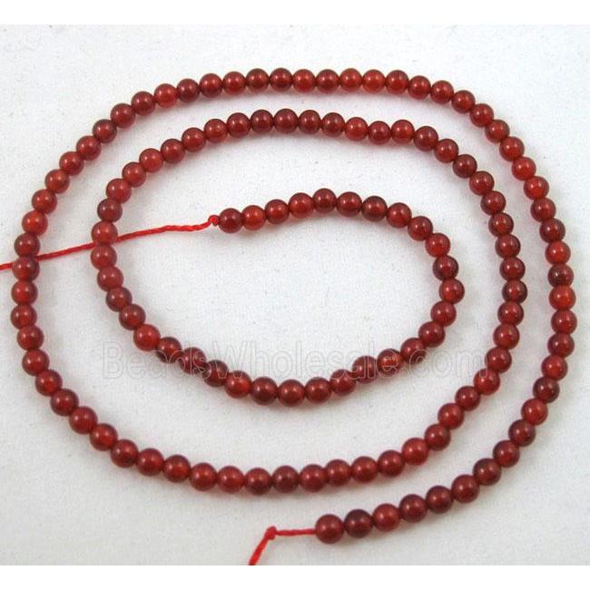 red agate bead, tiny, round
