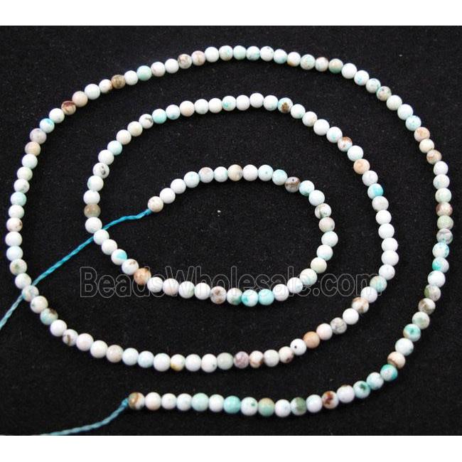 turquoise beads, tiny, round, white