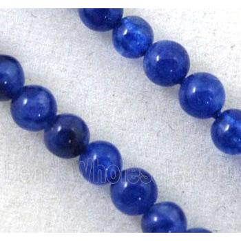 jade bead, tiny, round, deep blue
