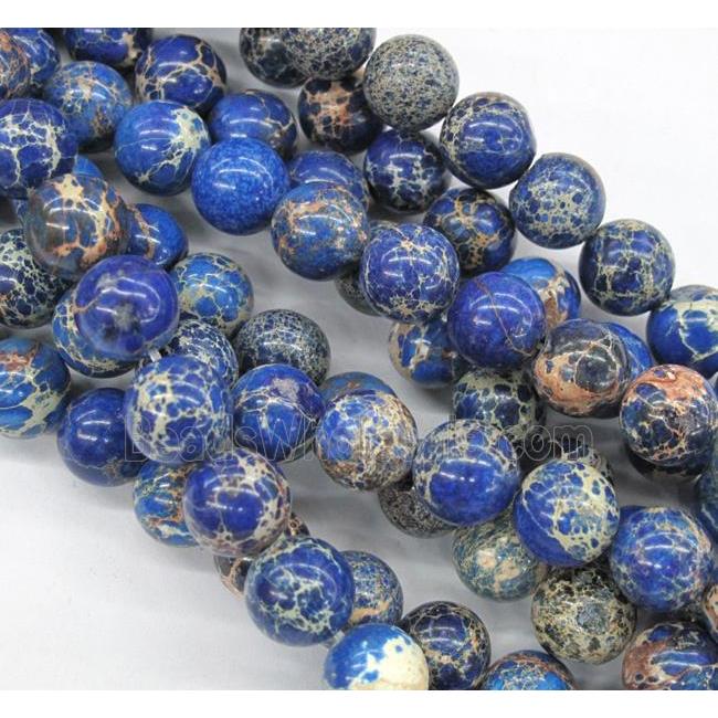 Sea Sediment Jasper beads, blue, round