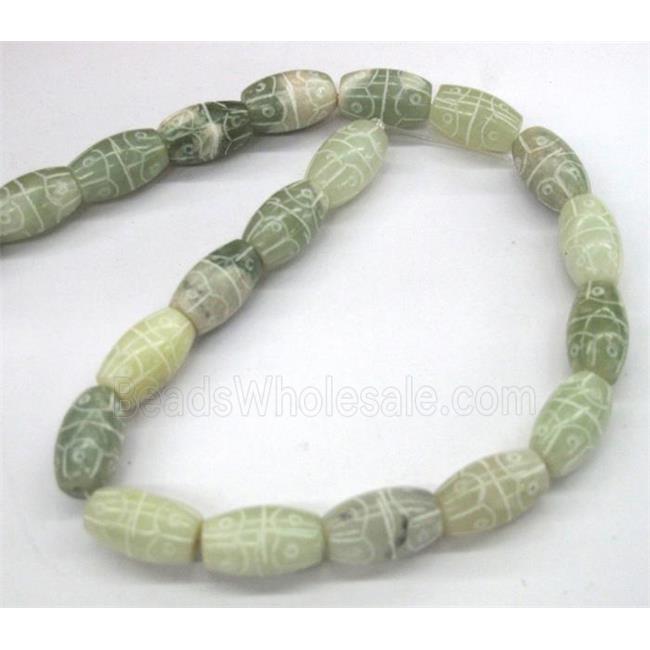 Chinese Jade Beads, barrel, carved