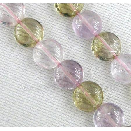 mixed gemstone beads, flat round