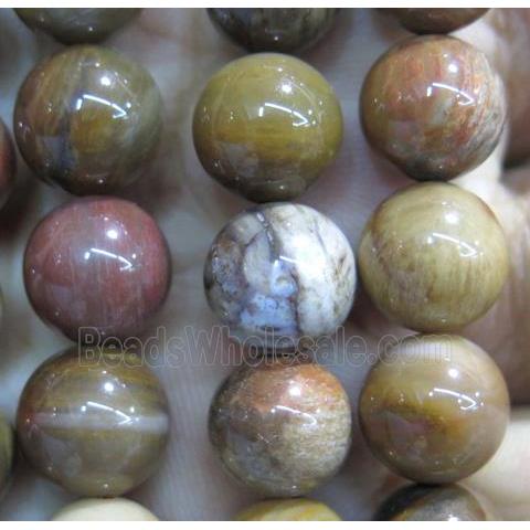 wooden Petrified Jasper beads, round