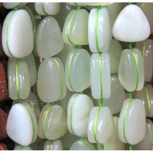 New Mountain Jade beads, triangle, chunky green