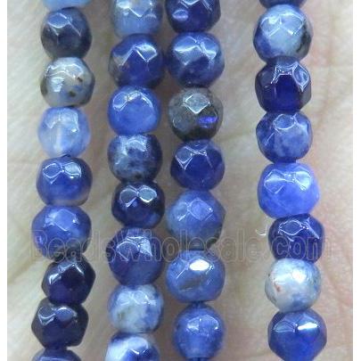 blue Sodalite Beads, faceted round, tiny
