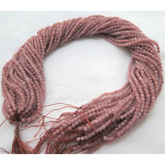 Strawberry Quartz Beads, pink, faceted round