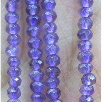 tiny Amethyst bead, faceted rondelle, purple