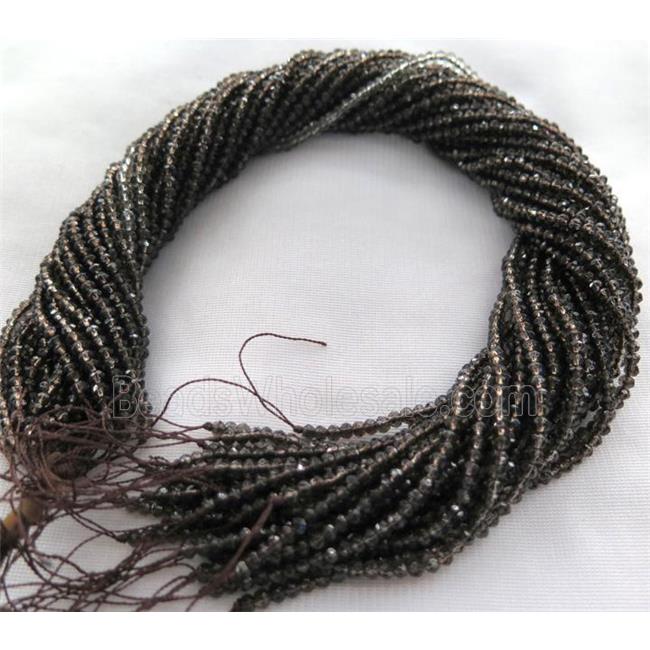 tiny Smoky Quartz Beads, faceted rondelle