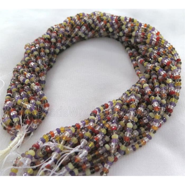 mixed gems beads, faceted rondelle