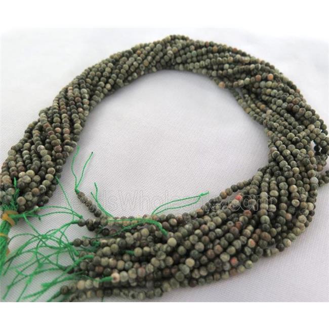 Rhyolite Beads, round, tiny, green