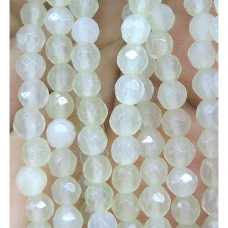 New Mountain Jade beads, white, faceted round