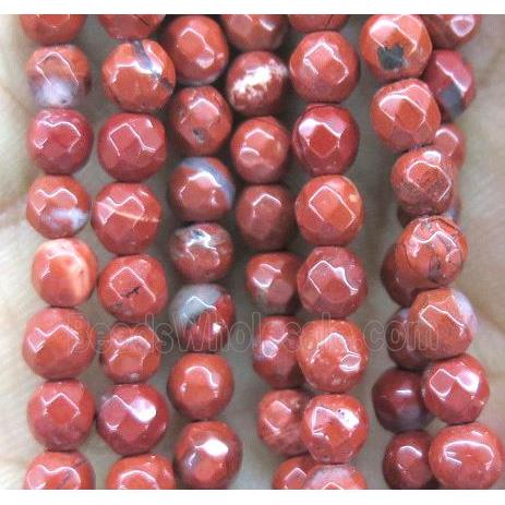 red jasper beads, faceted round