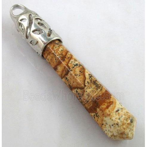 yellow Picture Jasper pendant, stick, point
