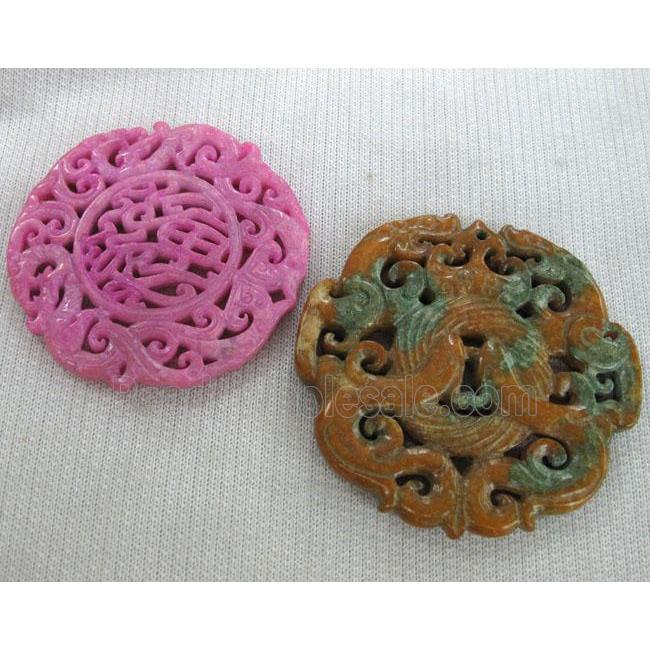 XingJiang Jade pendant, carved, mixed color