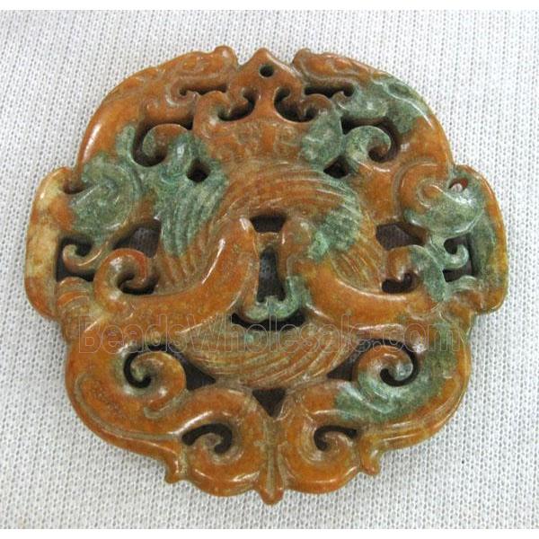 XingJiang Jade pendant, carved, mixed color
