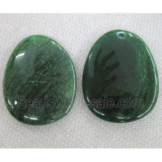 Natural agate stone pendant, slice, green
