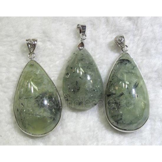 prehnite pendant, teardrop, green
