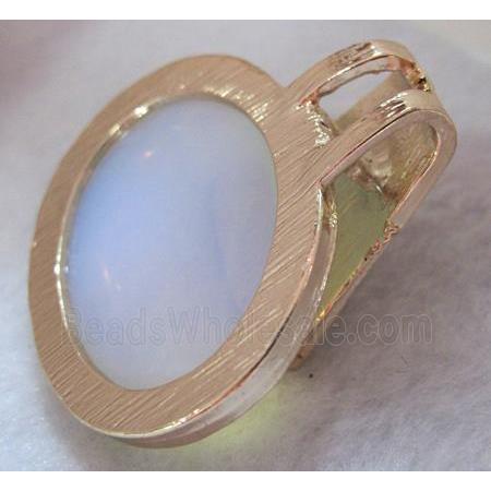 opalite pendant, gold, rhinestone