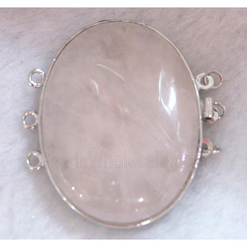 rose quartz connector for necklace, bracelet, platinum plated