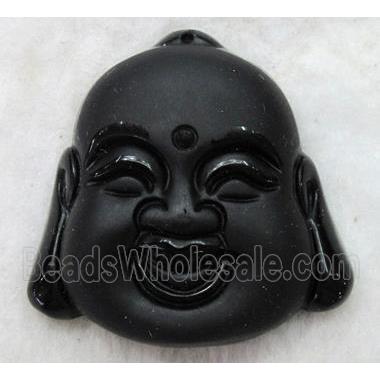 Natural Black Obsidian Buddha Pendant