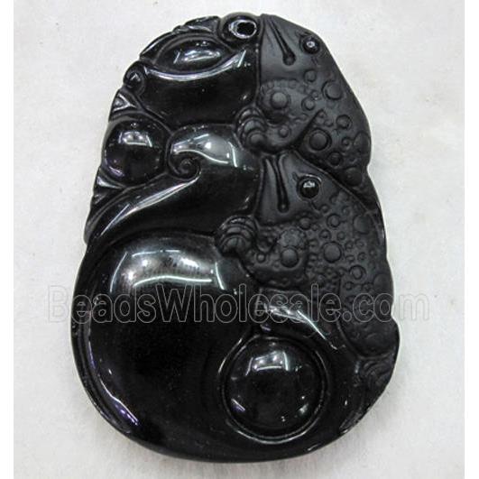 Natural Black Obsidian Buddha Pendant