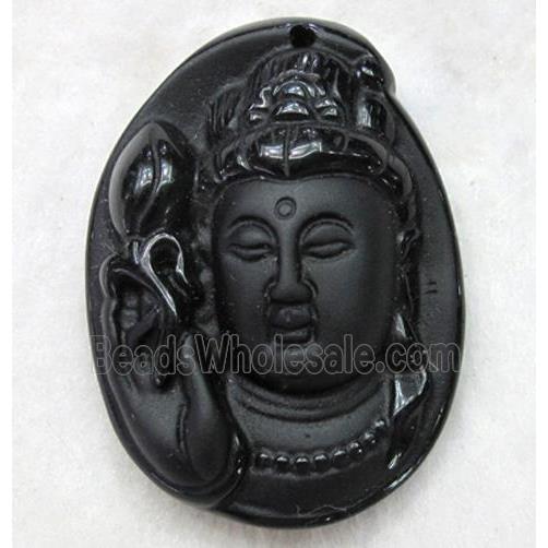 Natural Black Obsidian Buddha Pendant