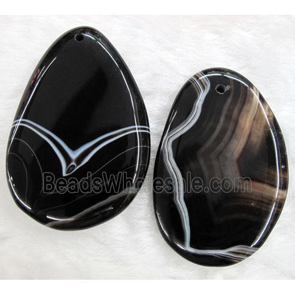 black agate slice pendant, freeform