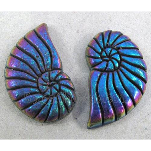pyrite spiral charm, rainbow electroplated, no-hole